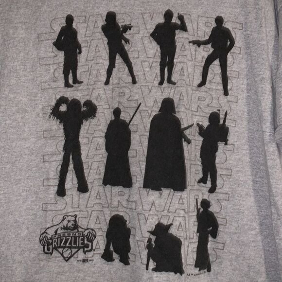 Star Wars Fresno Grizzlies Champion Gray T-Shirt XL 90% Cotton 10% Polyester - Picture 3 of 9